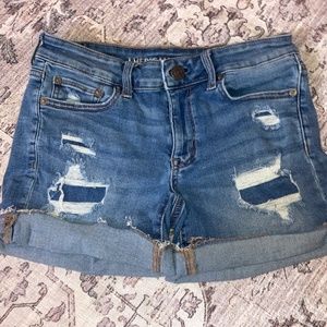 patched up distressed Jean shorts